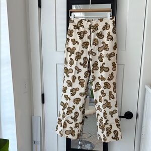 Alemais, MIA Crop Cream Paisley Pant, Size: 4 US